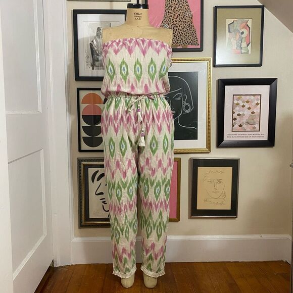 Calypso St Barth Women’s Size Small Garudi Jumpsuit Coconut Ikat Pattern NWT - Picture 2 of 8